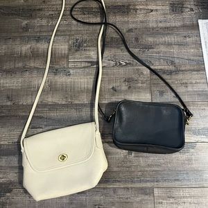 TWO vintage leather Coach crossbody bags
